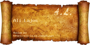 Ali Lajos névjegykártya
